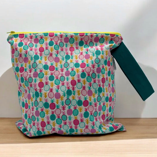 Large Wet Bag with Handle Pineapples Colorful