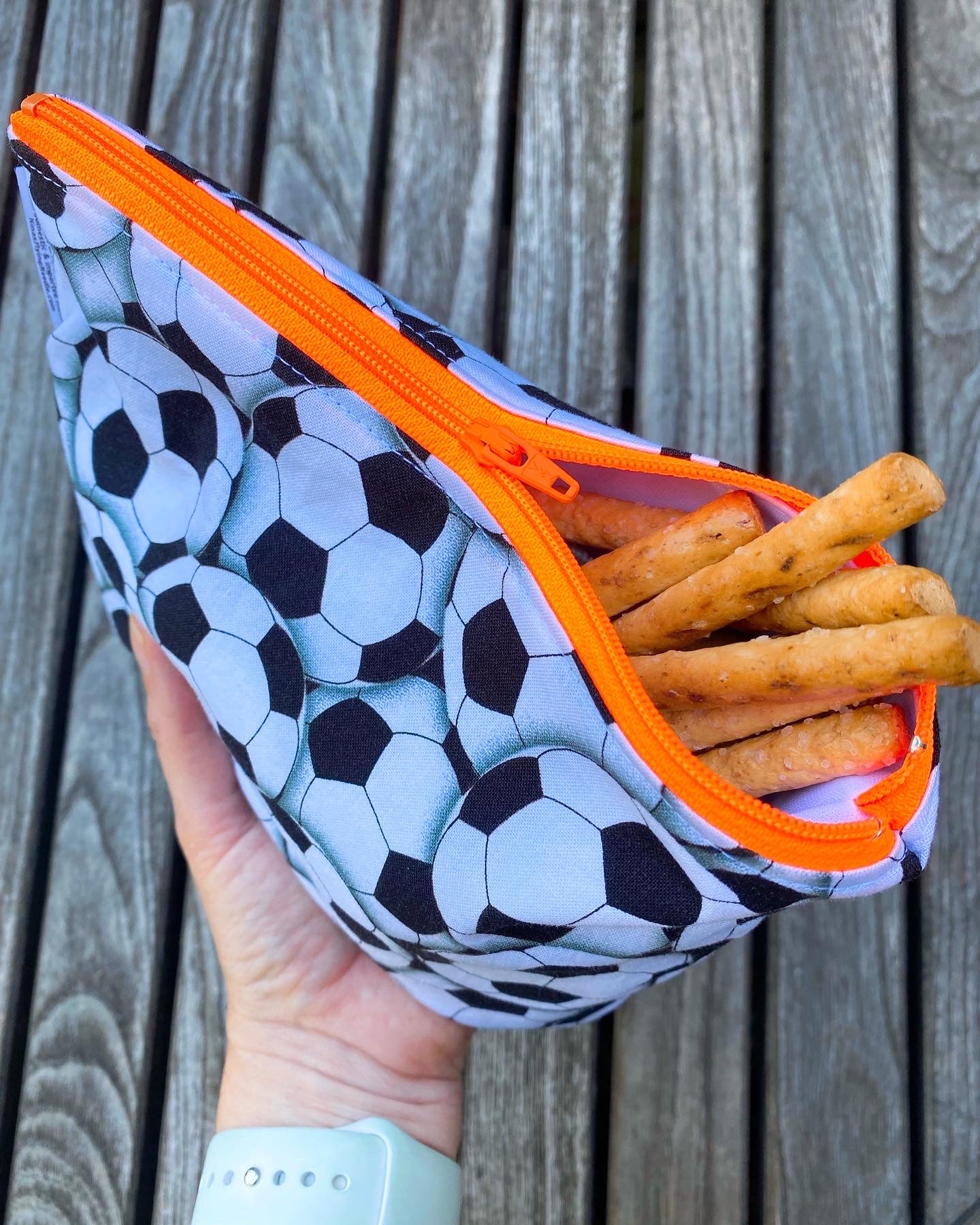 Snack Sized Reusable Zippered Bag Salmon Polka Dots