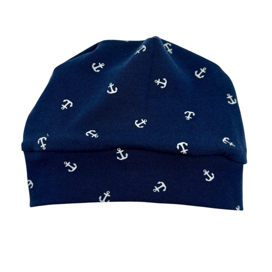 Beanie Hat in Baby: Anchors on Navy