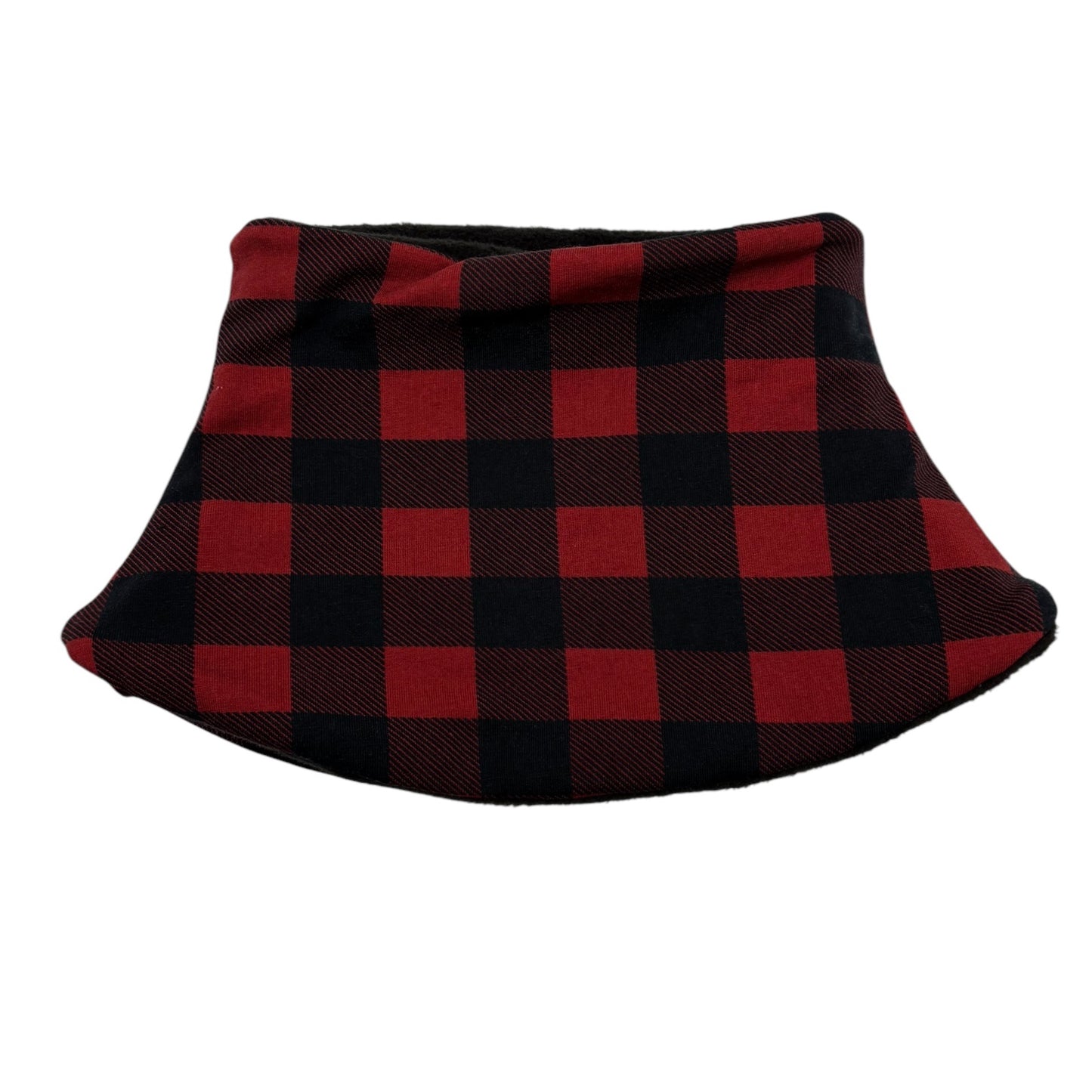 Child's Handmade Neck Warmer Plaid Black and Red