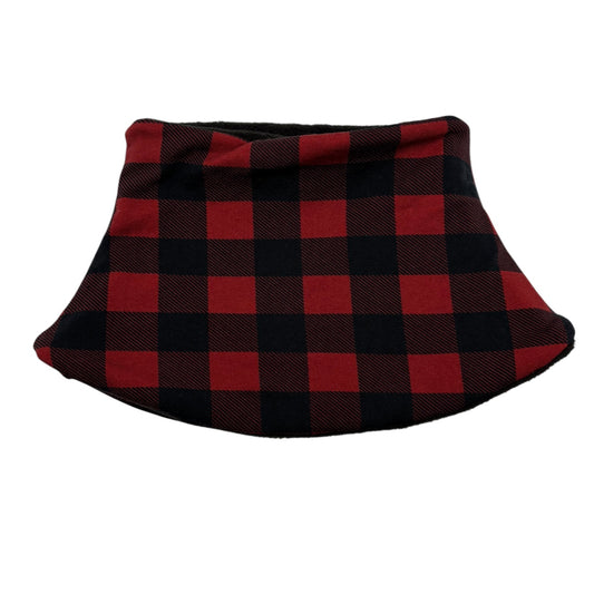 Child's Handmade Neck Warmer Plaid Black and Red