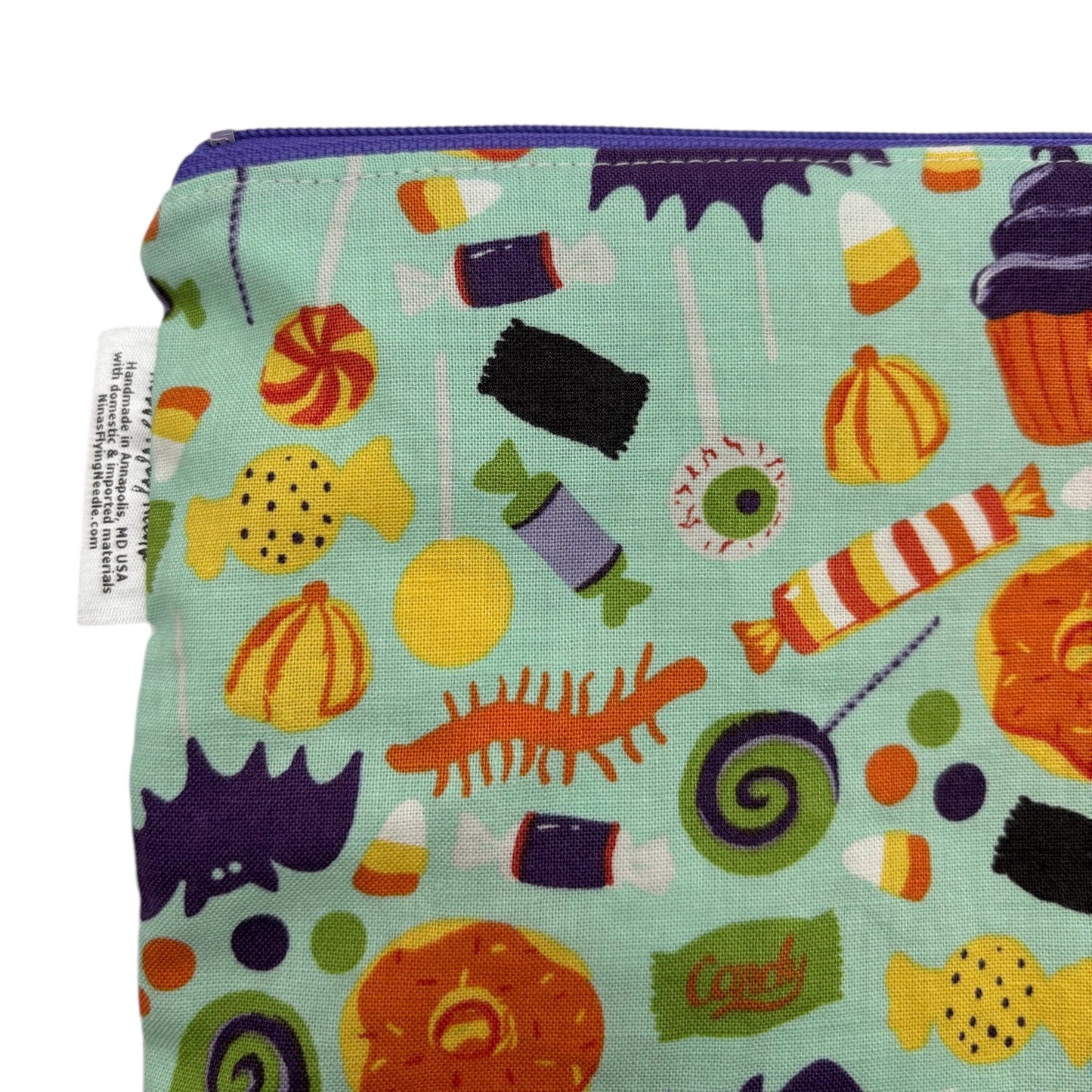 Sandwich Sized Reusable Zippered Bag Halloween Candy and Icons