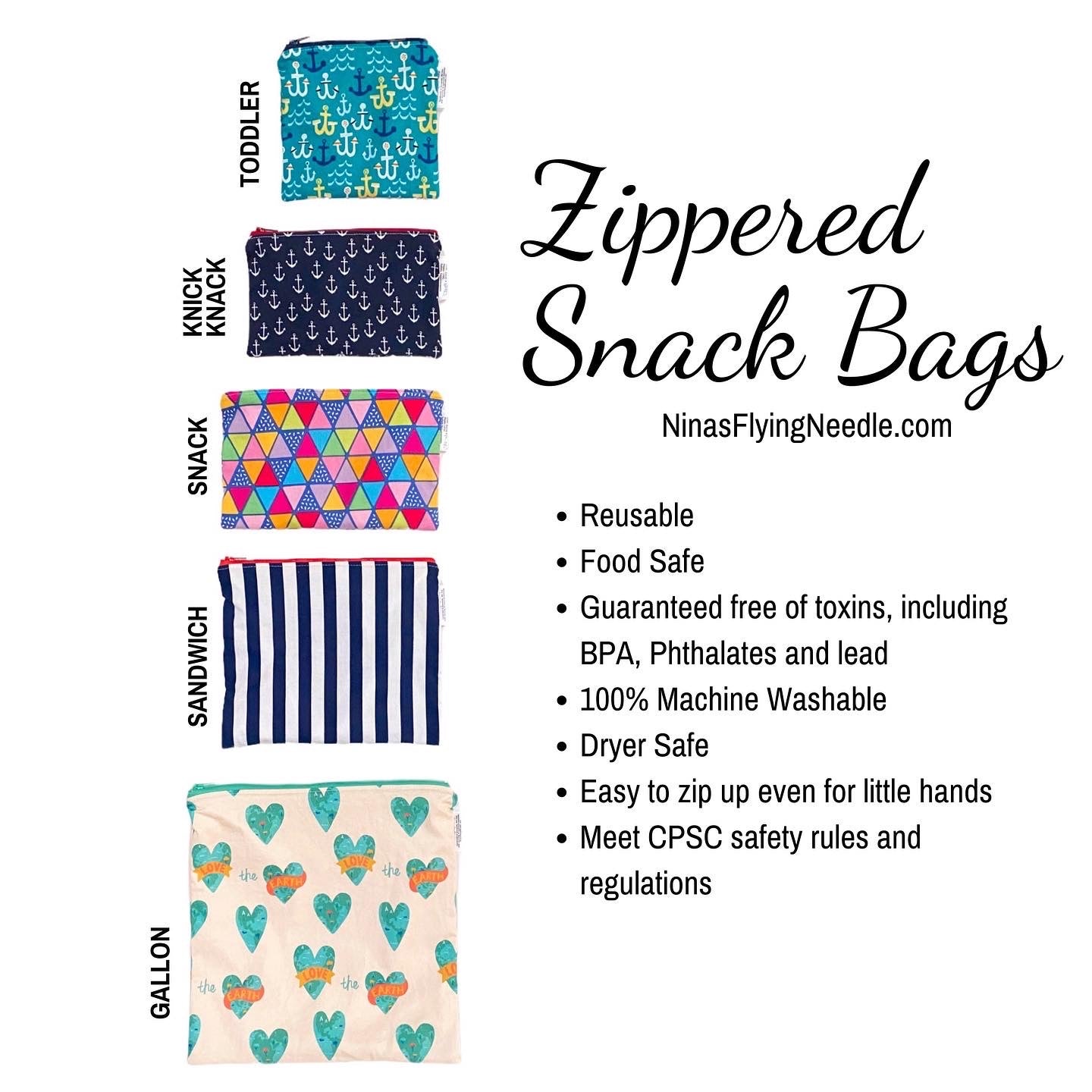 Knick Knack Sized Reusable Zippered Bag Combo Music and Dots