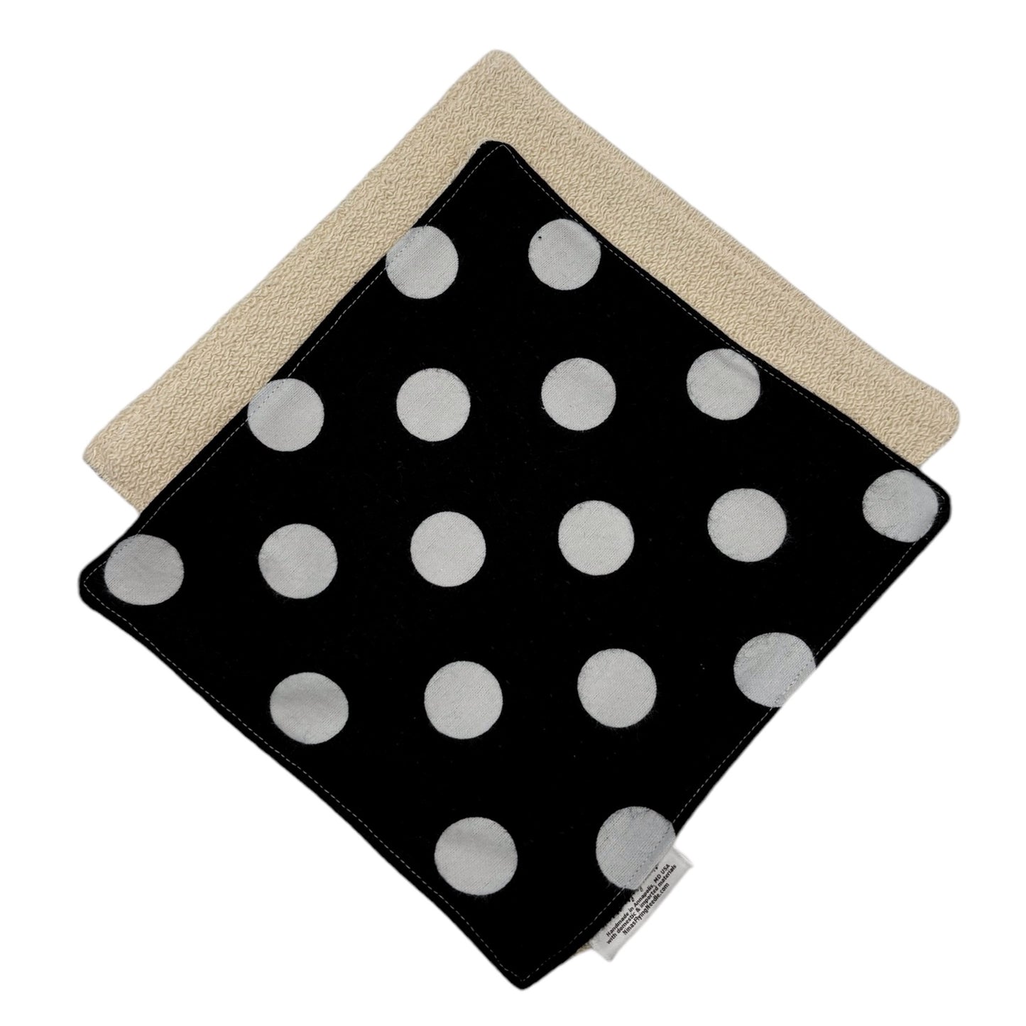 Wash Cloth - Regular - Dots Large - Black and White