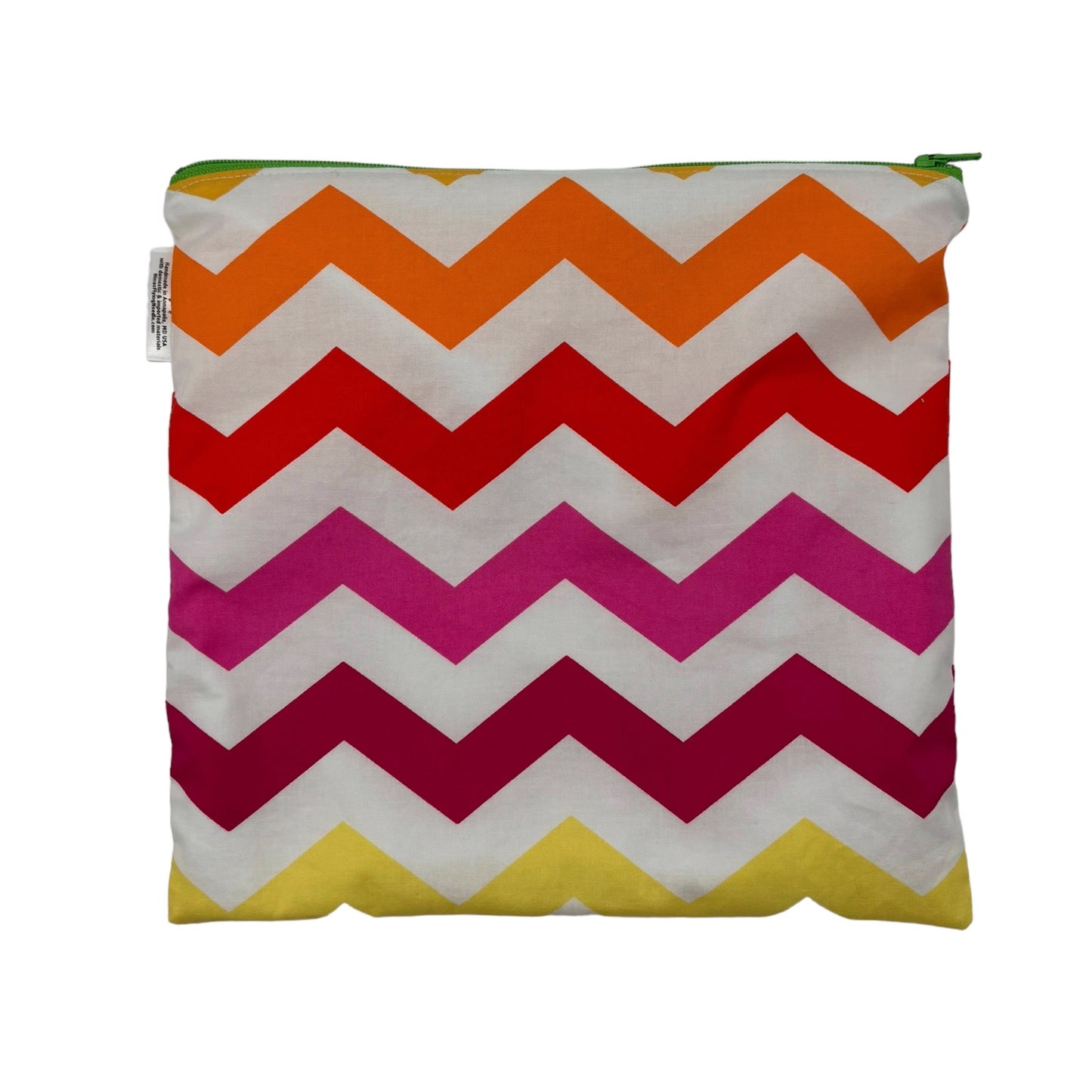 Gallon Sized Reusable Zippered Bag Chevron Pink Yellow Orange Red