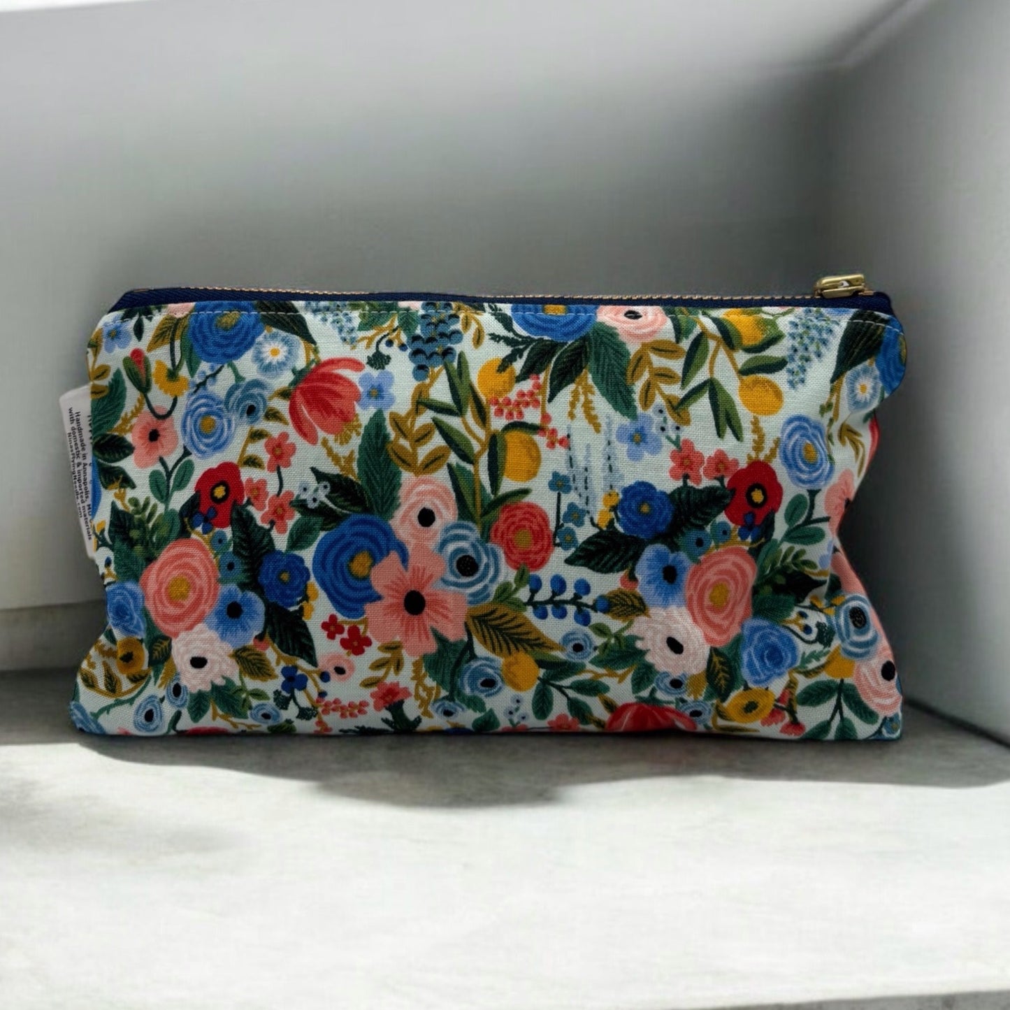 Knick Knack Sized Reusable Zippered Bag Floral Rifle Paper Co and Golden Zipper