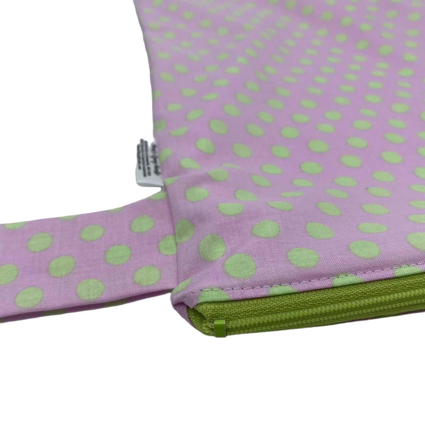 Large Wet Bag with Handle Polka Dots Green on Pink