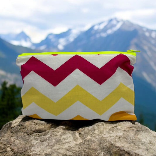 Snack Sized Reusable Zippered Bag Chevron Pink Yellow