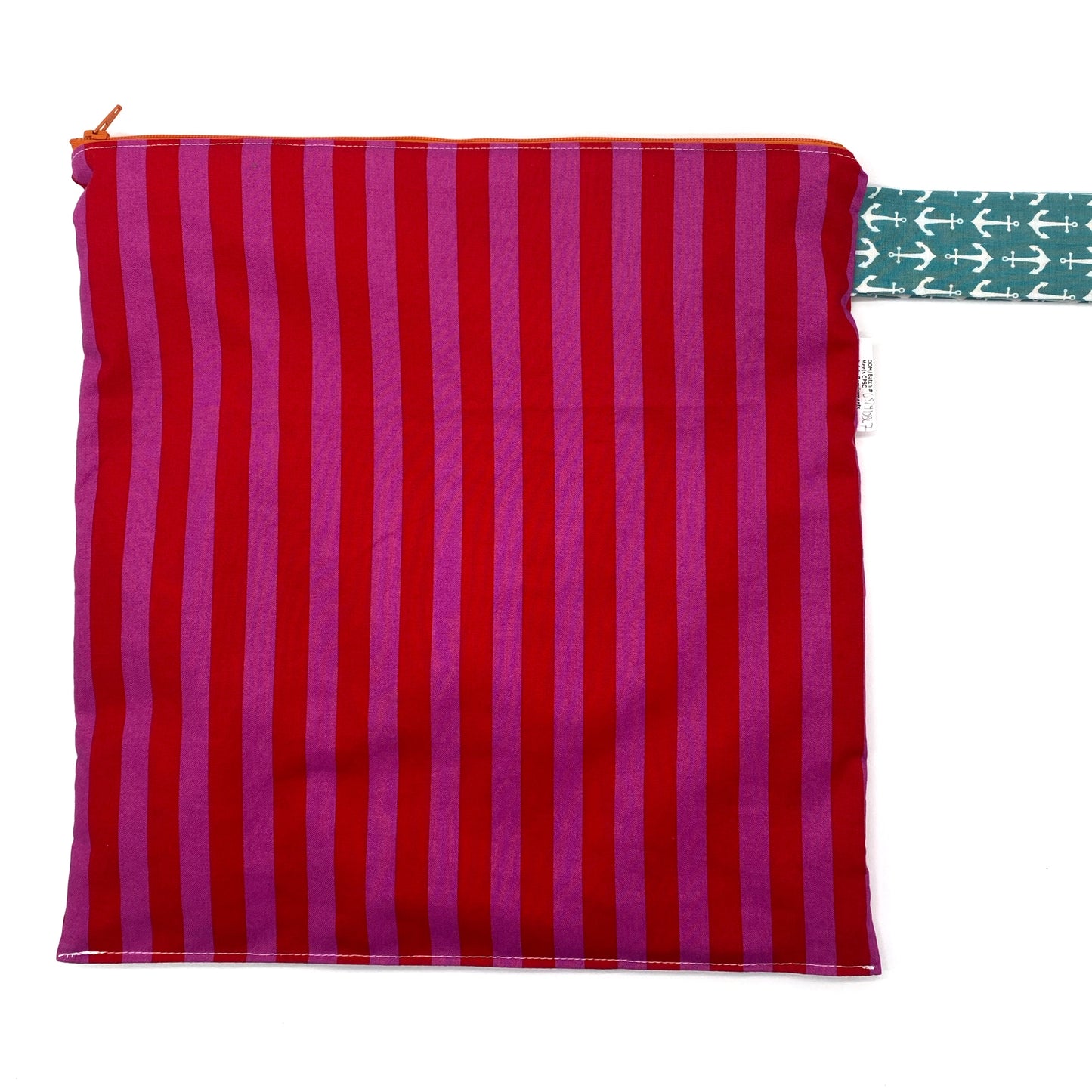 Large Wet Bag with Handle Stripes Pink and Red