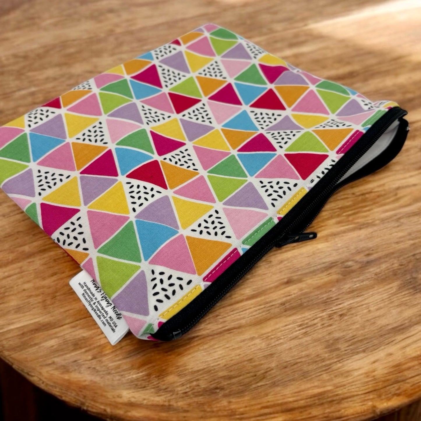 Sandwich Sized Reusable Zippered Bag Funky Triangles