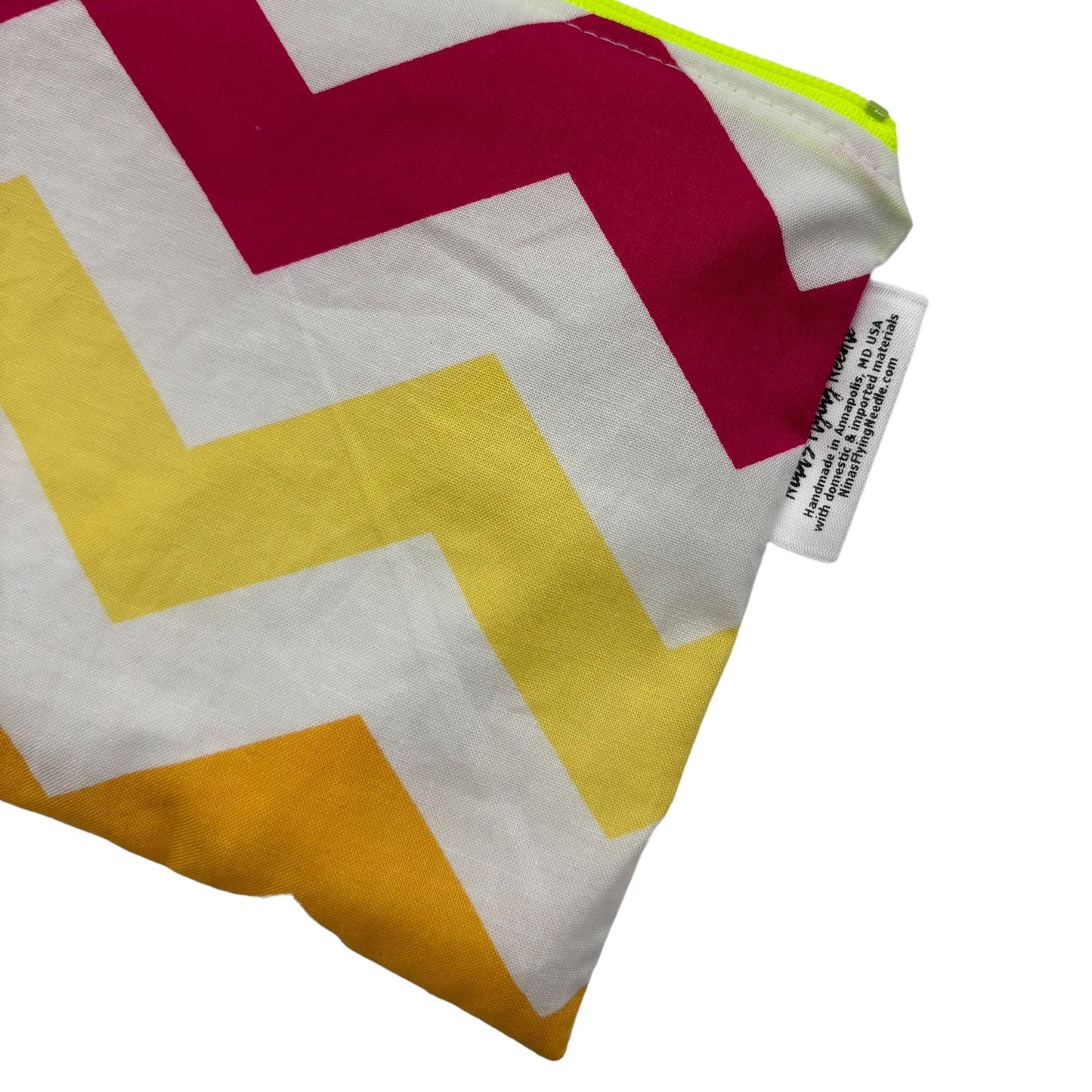 Snack Sized Reusable Zippered Bag Chevron Pink Yellow