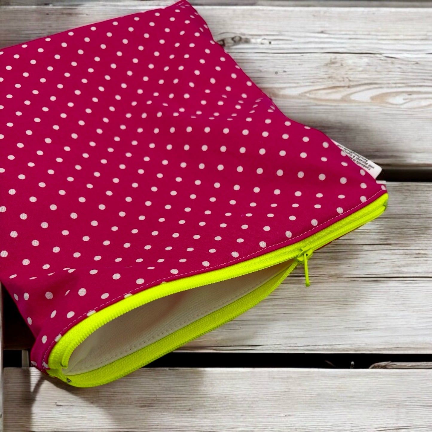 Medium Sized Wet Bag Pink Polka Dots