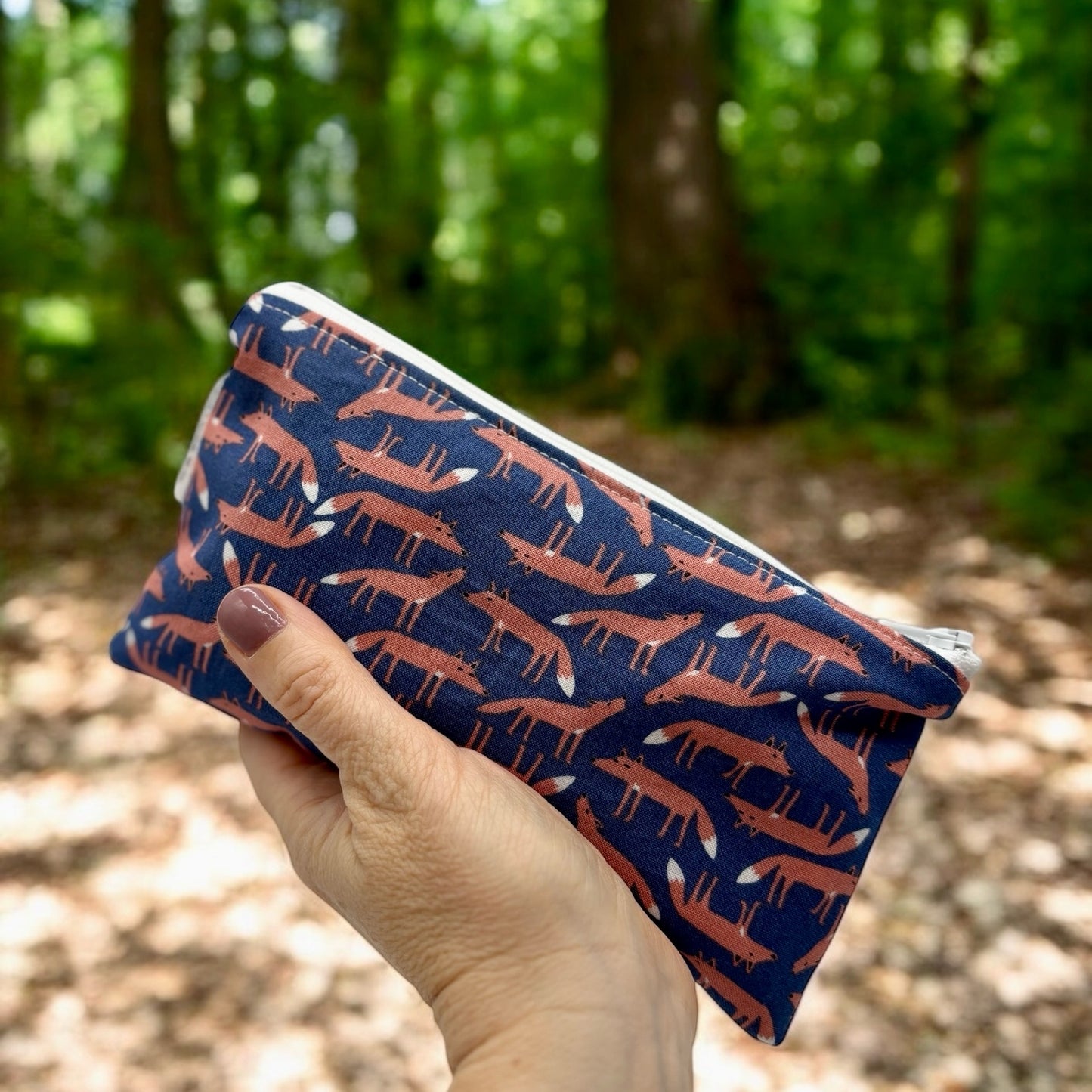 Knick Knack Sized Reusable Zippered Bag Foxes