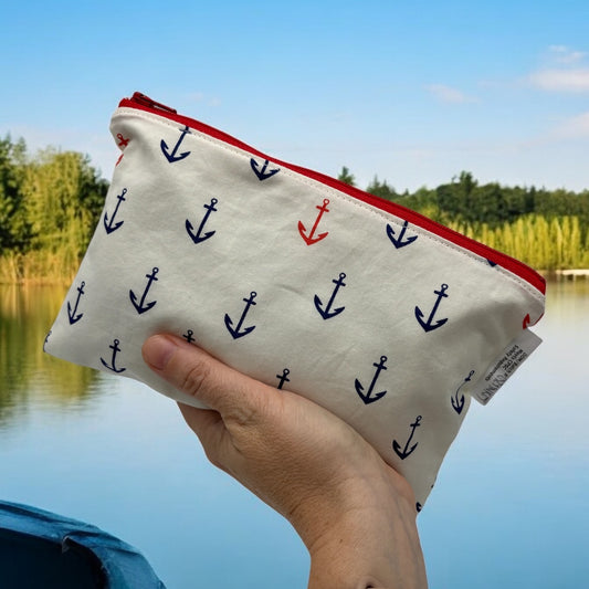 Snack Sized Reusable Zippered Bag Anchors on Cream