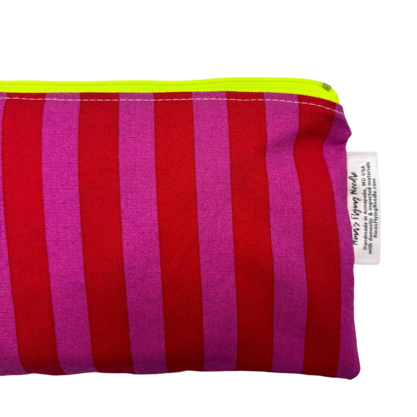 Knick Knack Sized Reusable Zippered Bag Stripes Pink Red