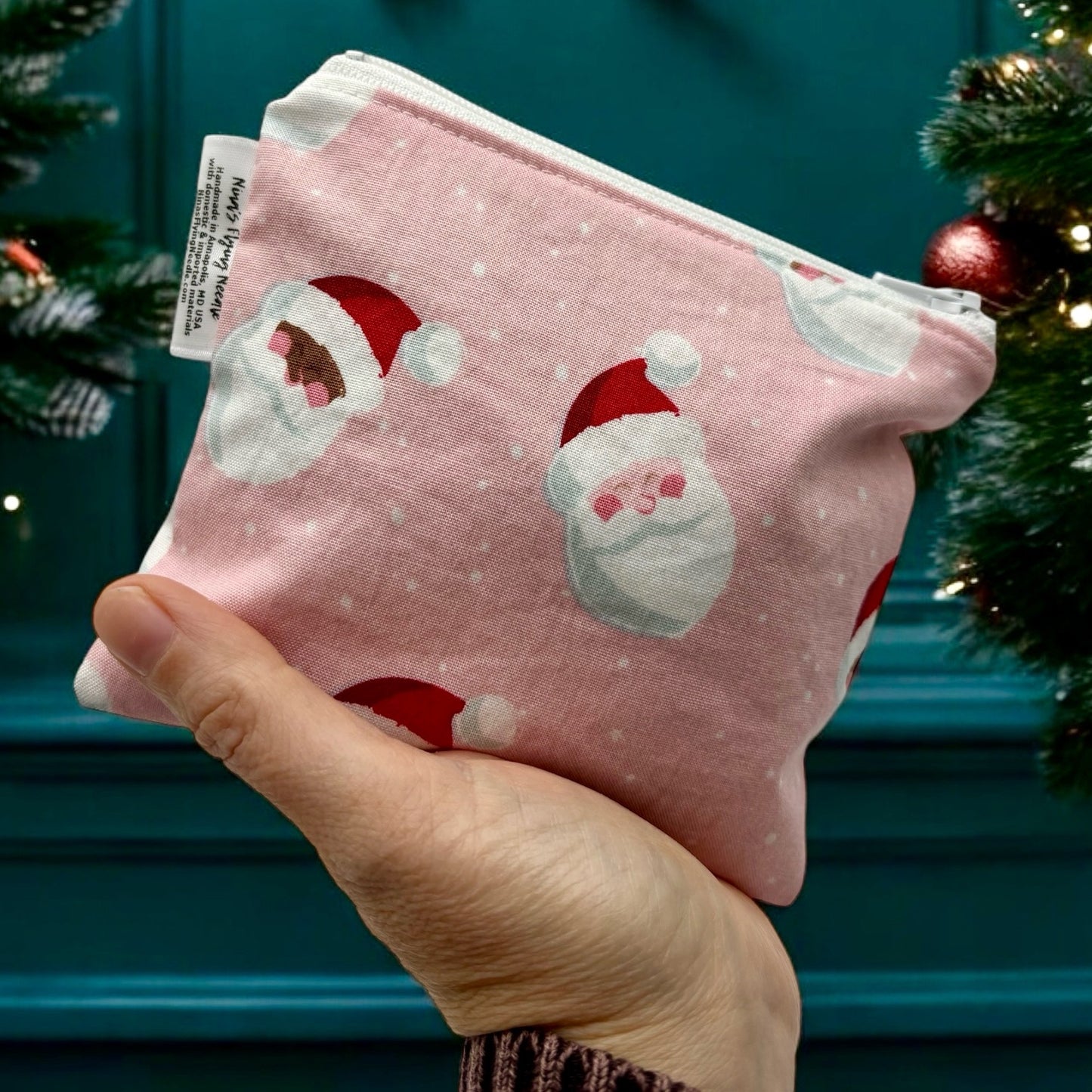 Toddler Sized Reusable Zippered Bag Santas