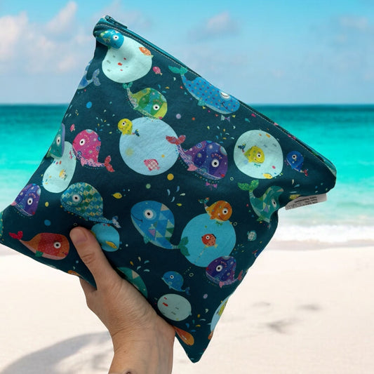 Gallon Sized Reusable Zippered Bag Whales