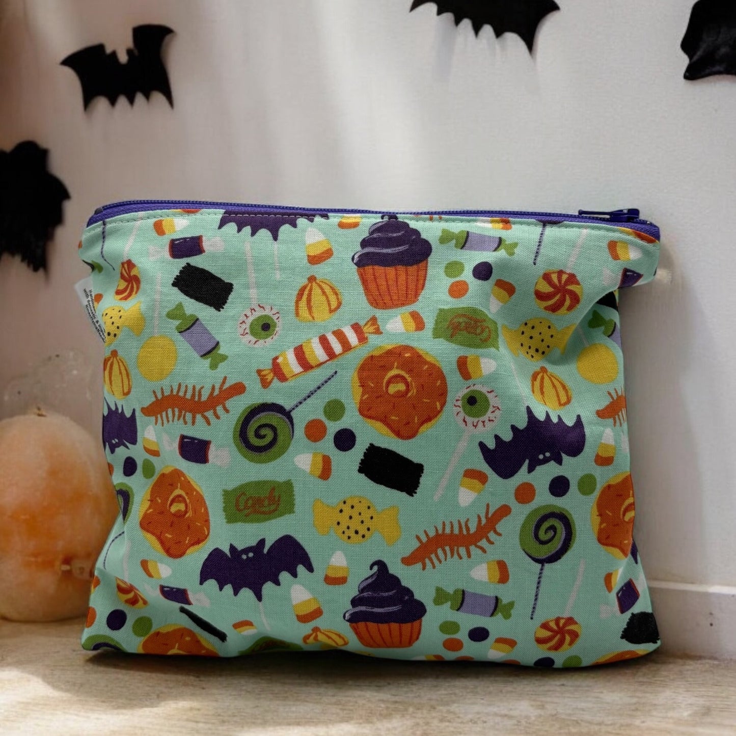 Sandwich Sized Reusable Zippered Bag Halloween Candy and Icons