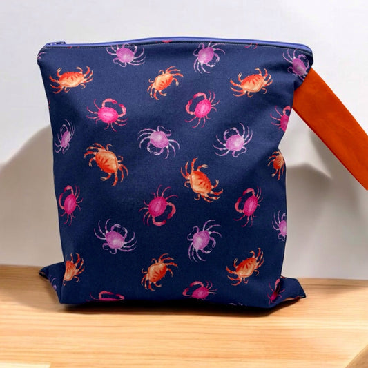 Large Wet Bag with Handle Crabs