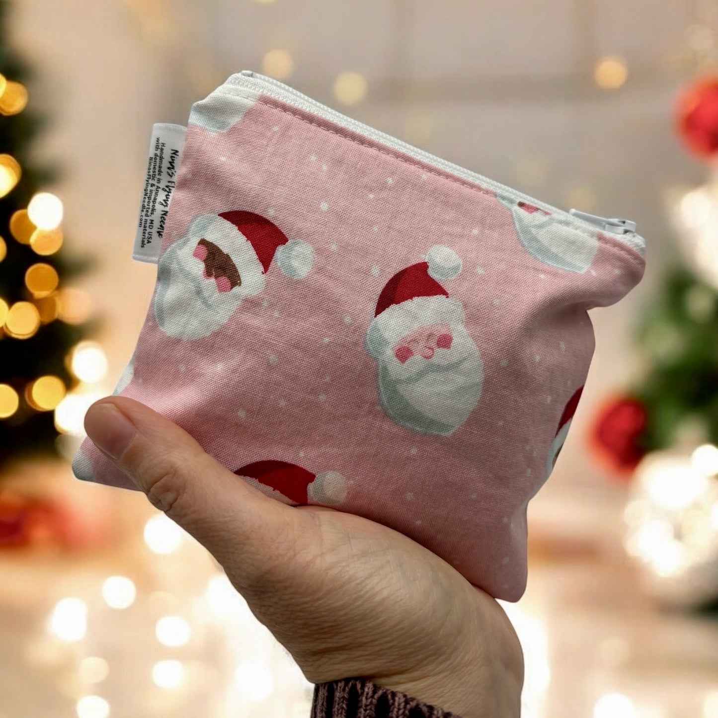 Toddler Sized Reusable Zippered Bag Santas