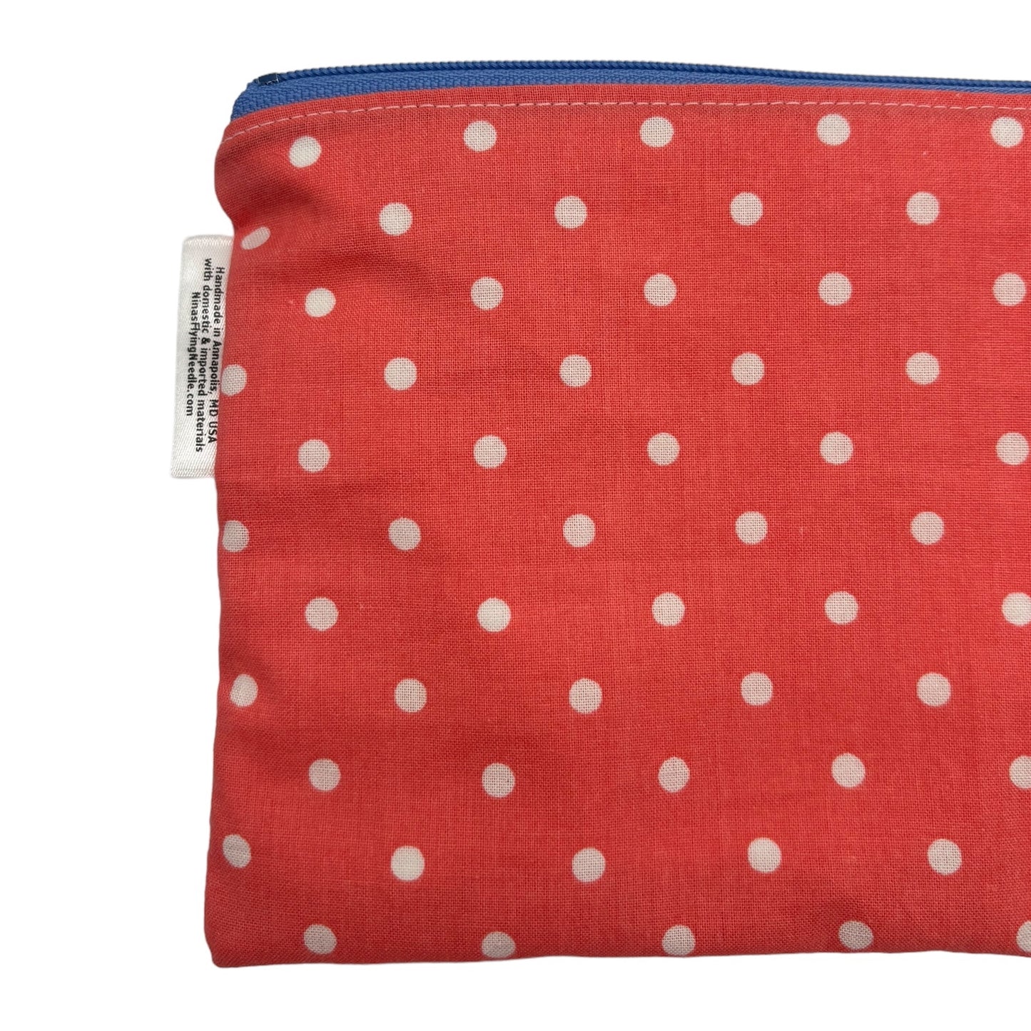 Snack Sized Reusable Zippered Bag Salmon Polka Dots