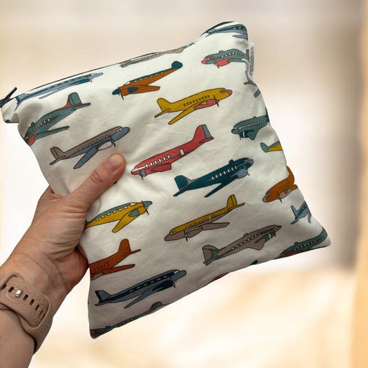 Gallon Sized Reusable Zippered Bag Airplanes