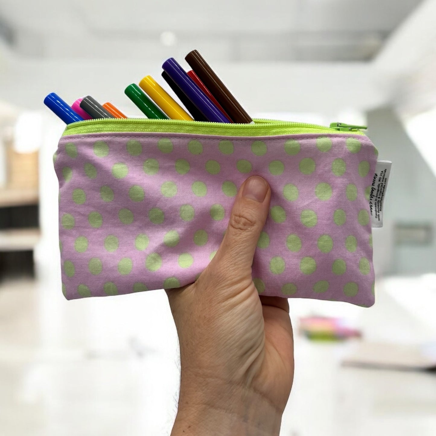 Knick Knack Sized Reusable Zippered Bag Dots on Pink