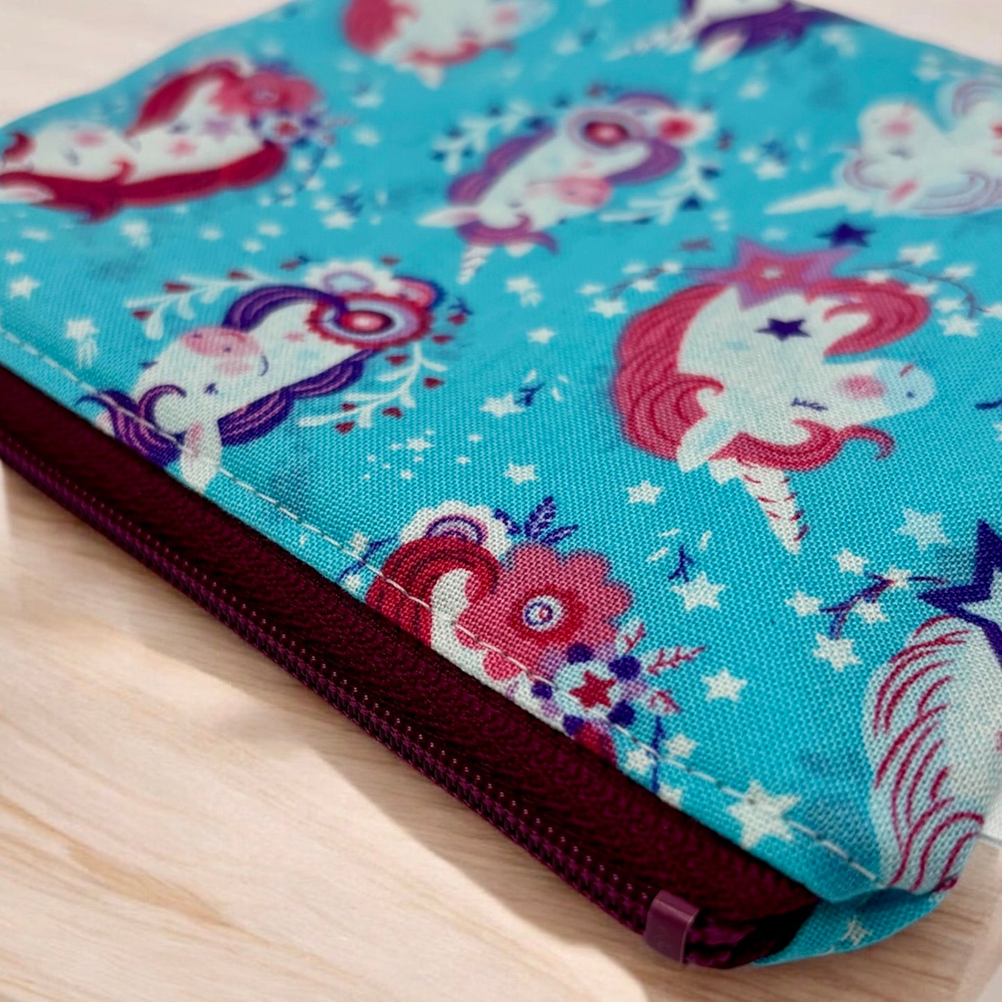 Toddler Sized Reusable Zippered Bag Unicorn Heads