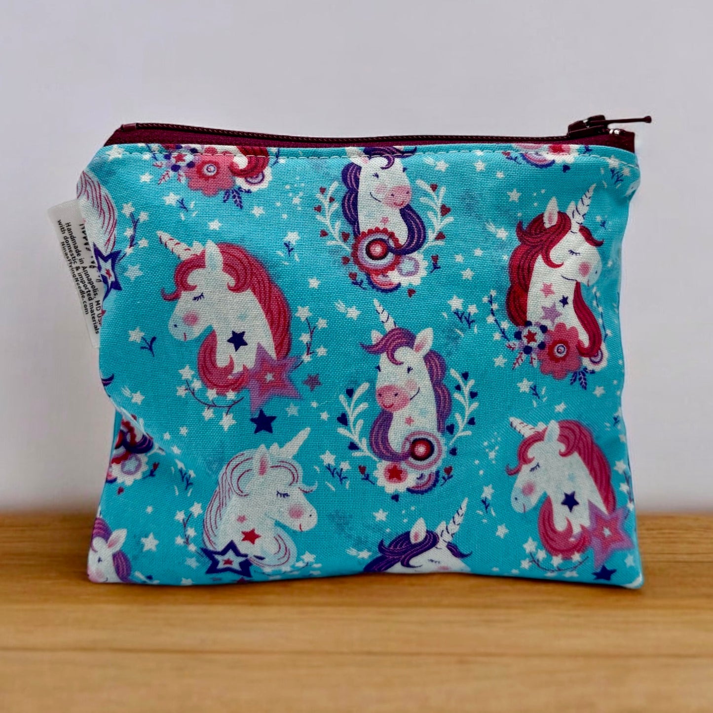 Toddler Sized Reusable Zippered Bag Unicorn Heads