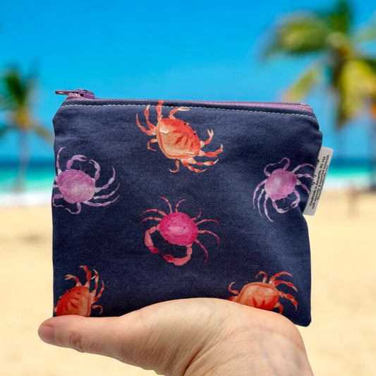 Toddler Sized Reusable Zippered Bag Crabs on Purple