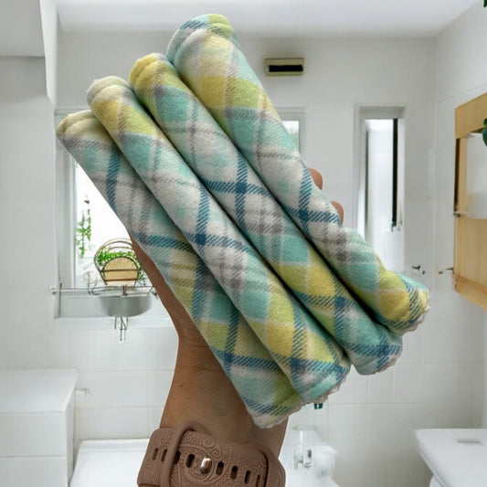 Wash Cloths - Minis - Plaid - Blue and Yellow