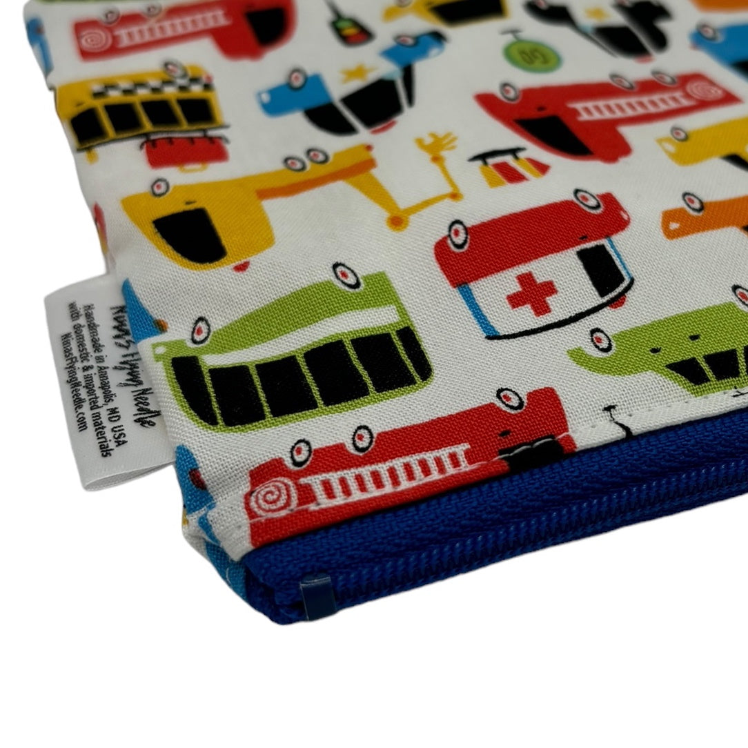 Toddler Sized Reusable Zippered Bag Cars