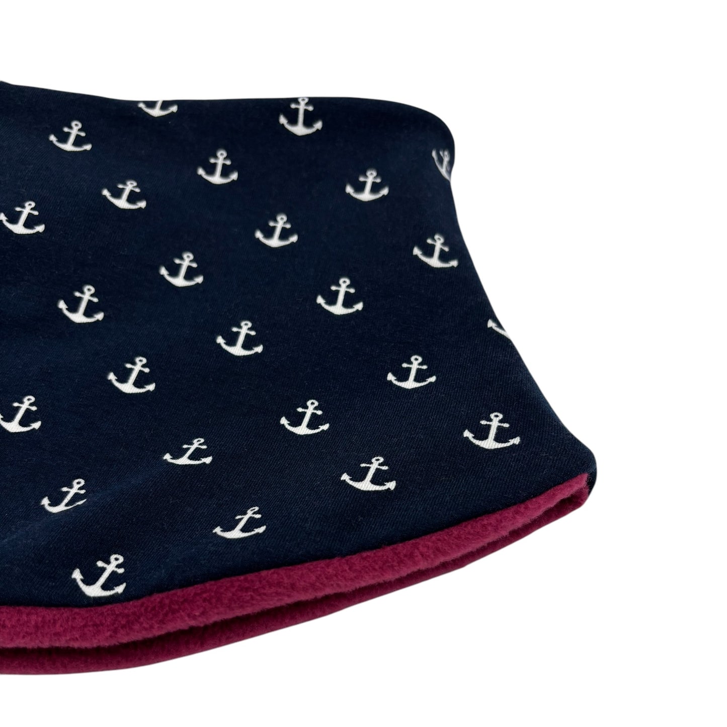 Adult Handmade Neck Warmer Anchors White on Navy (multiple liner colors)