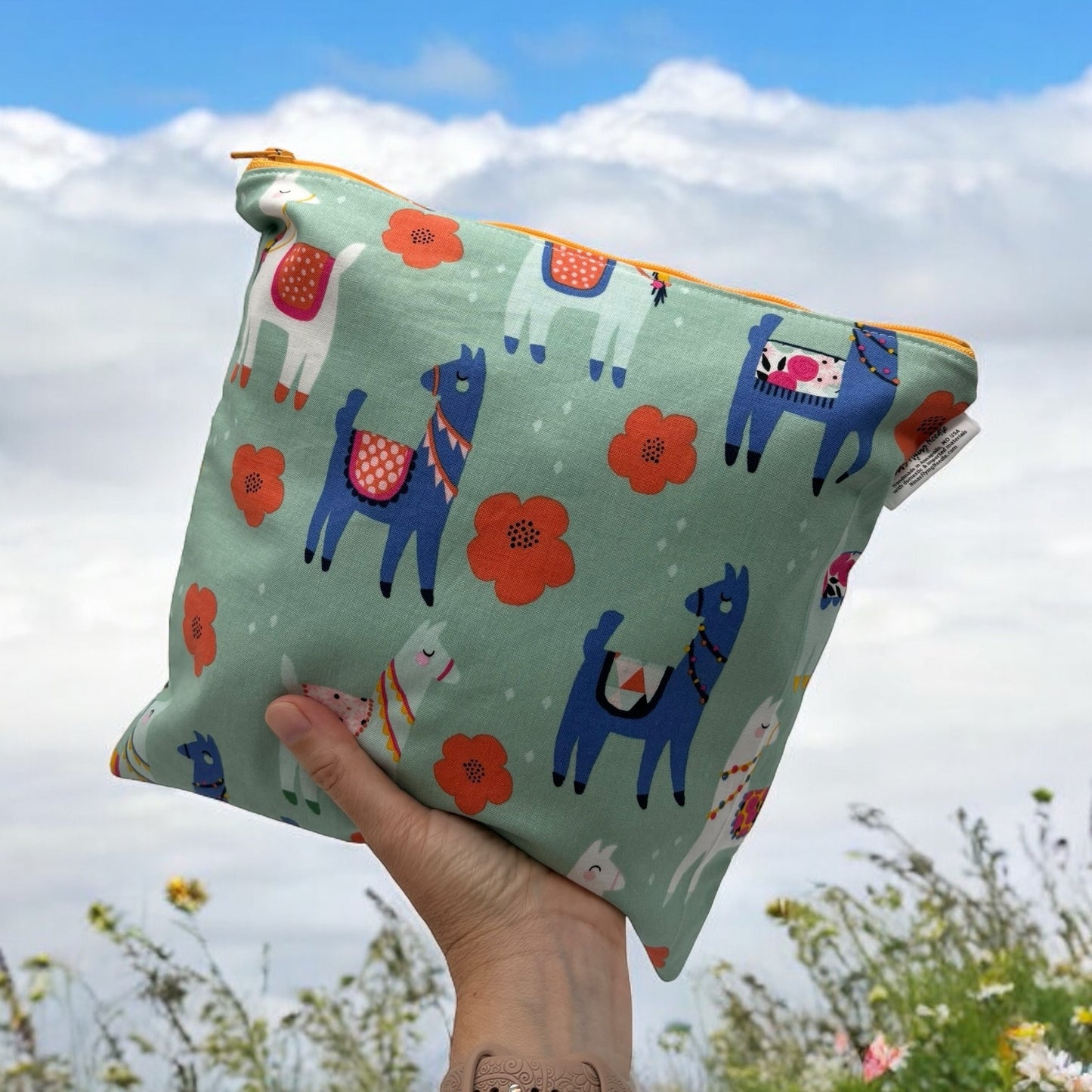 Gallon Sized Reusable Zippered Bag Llamas