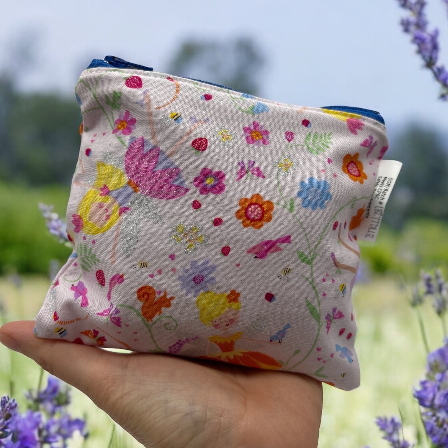 Toddler Sized Reusable Zippered Bag Fairies With Glitter