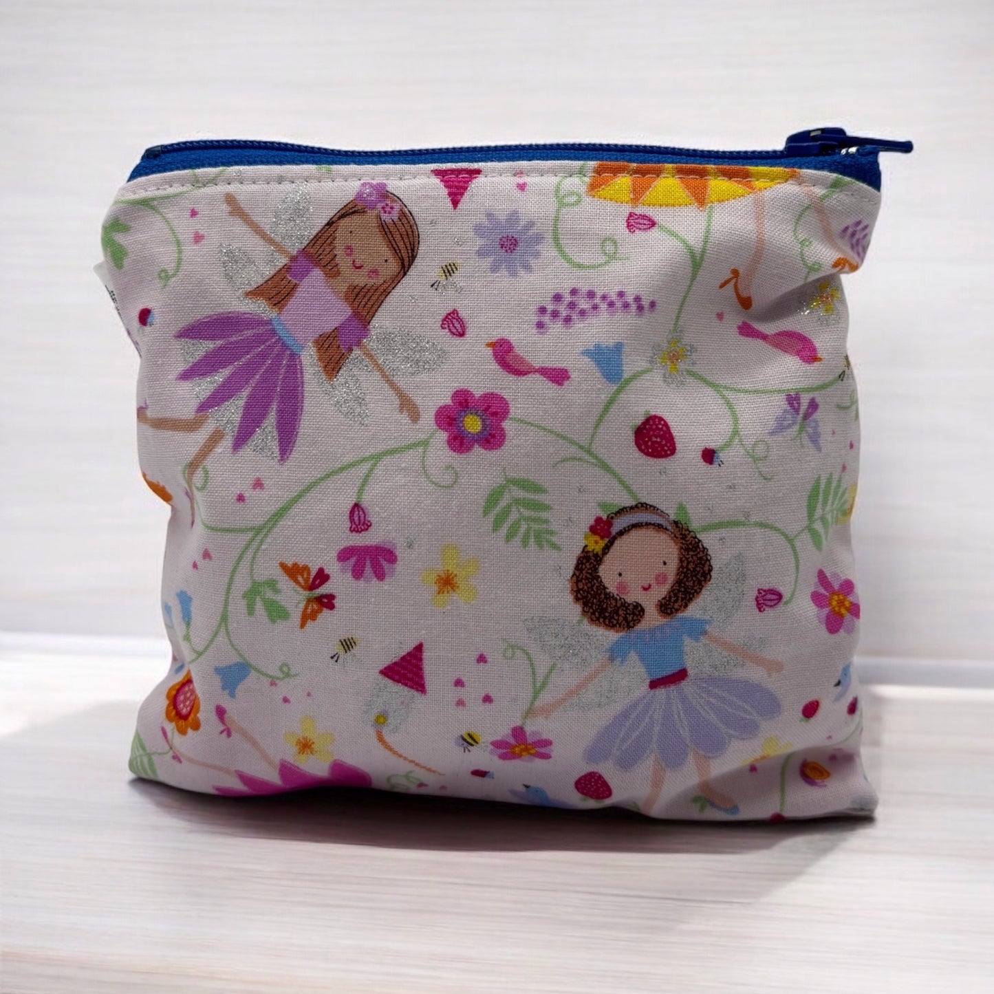 Toddler Sized Reusable Zippered Bag Fairies With Glitter