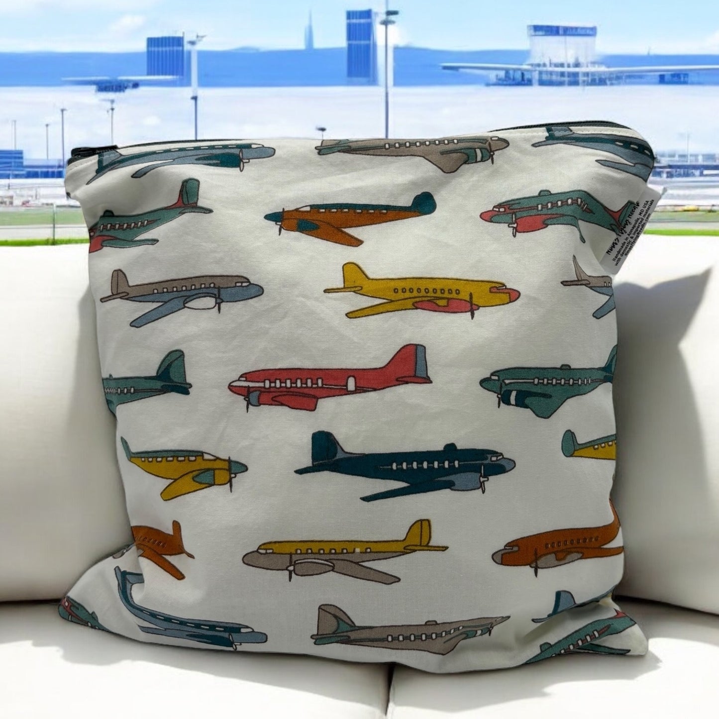 Gallon Sized Reusable Zippered Bag Airplanes