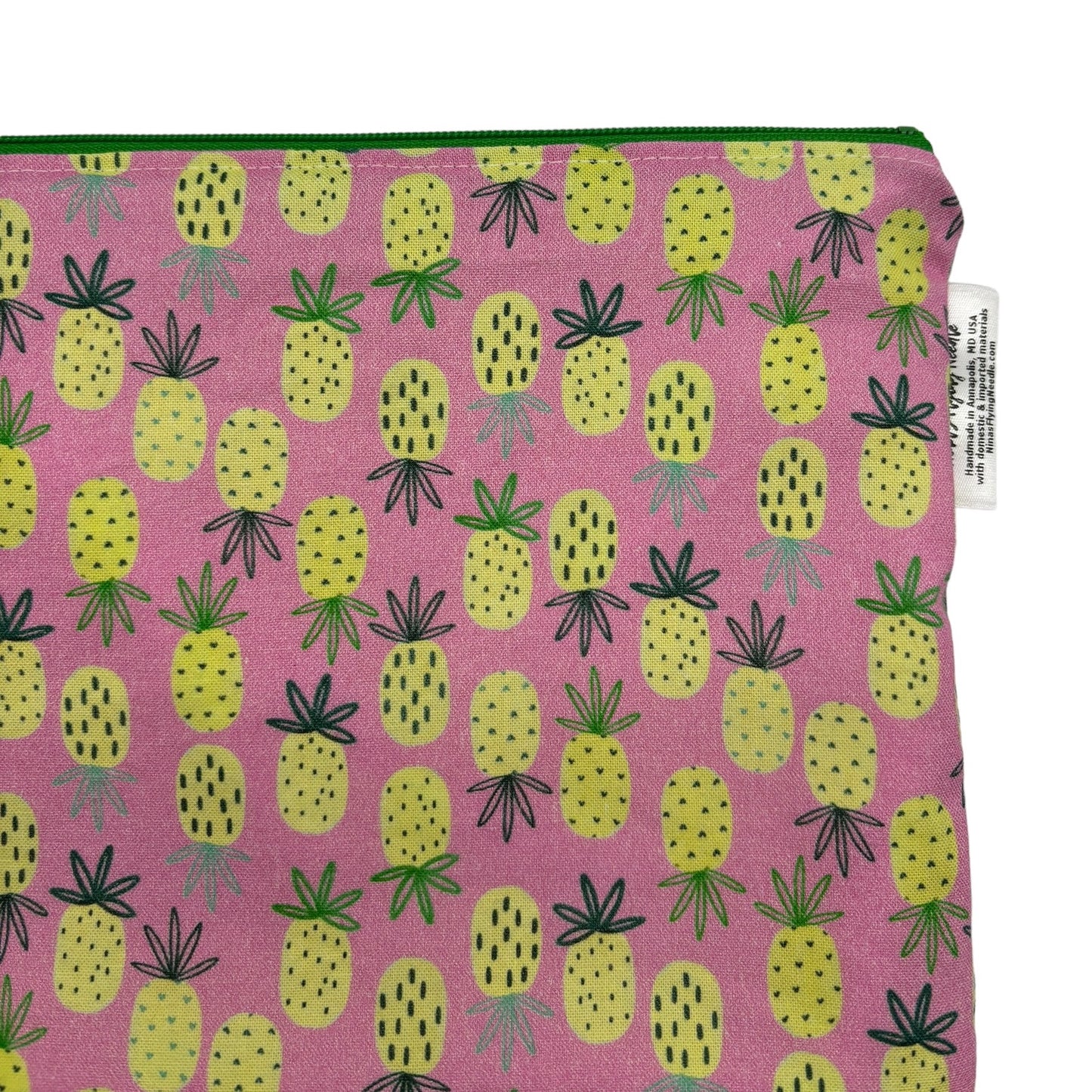 Sandwich Sized Reusable Zippered Bag Pineapples