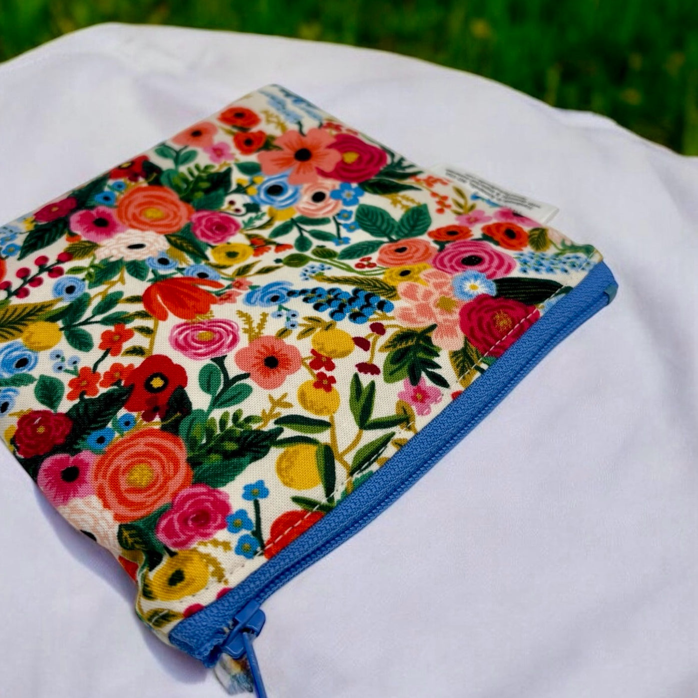 Toddler Sized Zippered Bag Floral Rifle Paper Co White