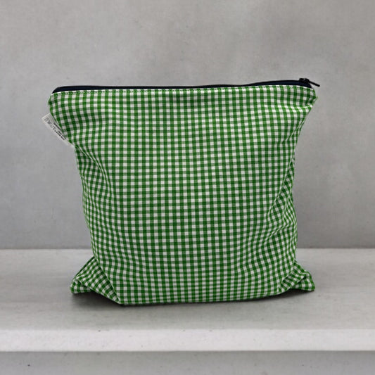 Gallon Sized Reusable Zippered Bag Green Gingham