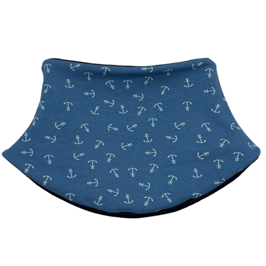 Adult Handmade Neck Warmer Anchors on Blue