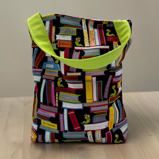 Toddler Sized Reversible Tote Bookworm and Stars