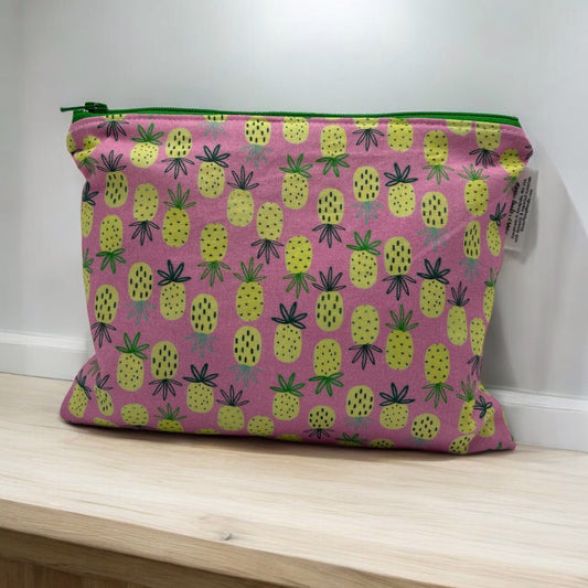 Sandwich Sized Reusable Zippered Bag Pineapples