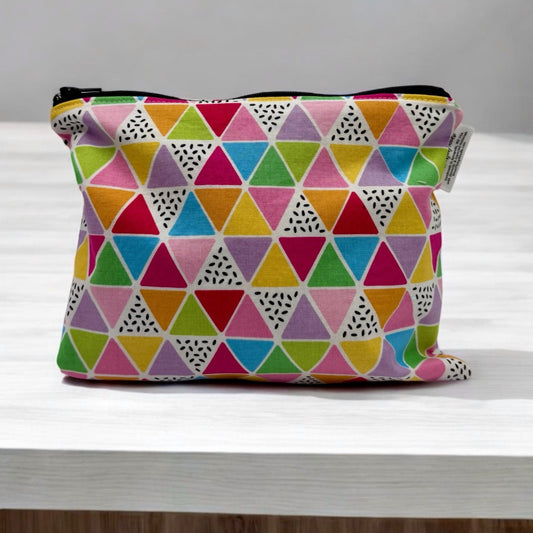 Sandwich Sized Reusable Zippered Bag Funky Triangles