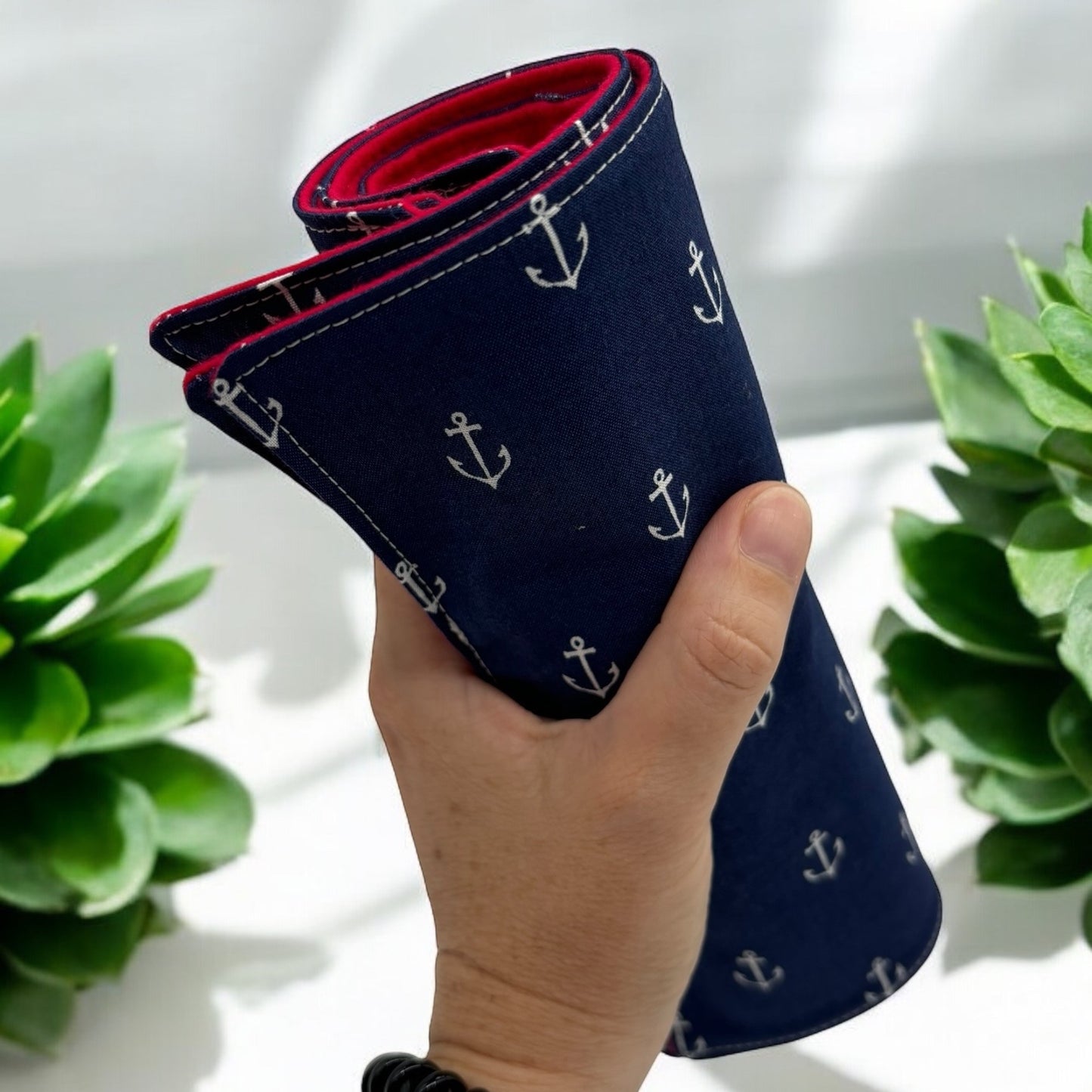 Reusable Napkins - Anchors on Navy