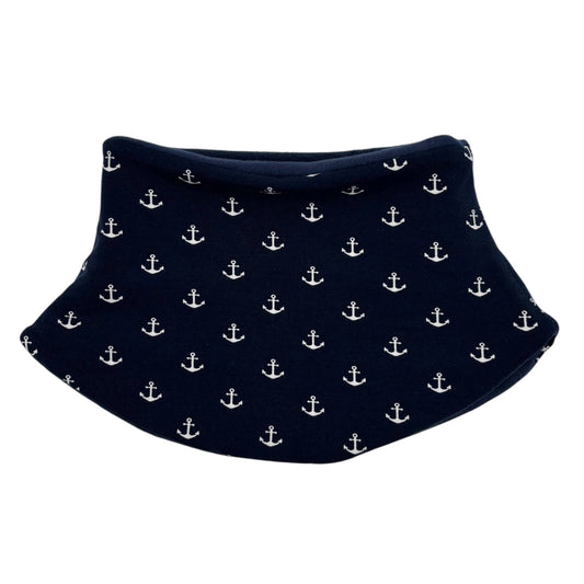 Adult Handmade Neck Warmer Anchors White on Navy (multiple liner colors)