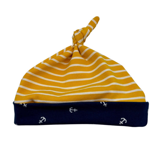 Knot Hat in 3 months: Anchors and Stripes