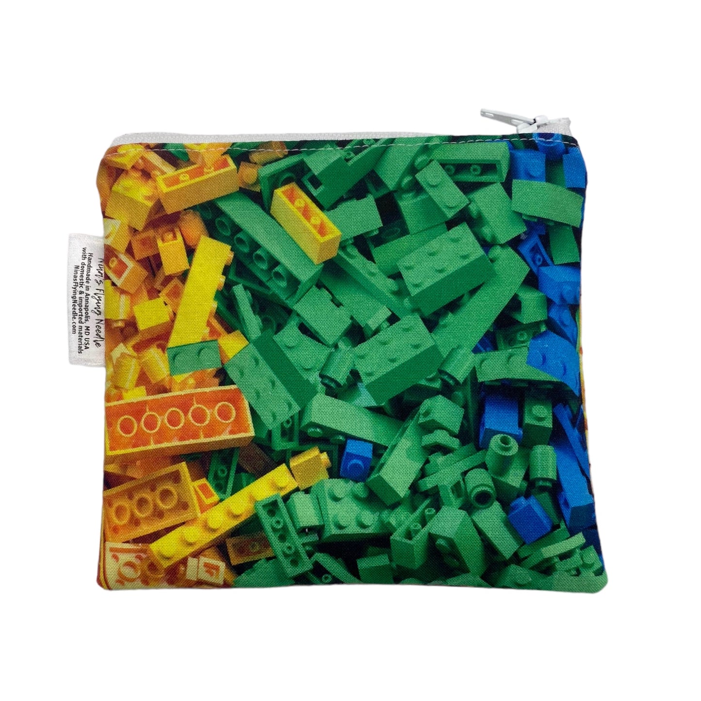 Toddler Sized Reusable Zippered Bag Building Bricks Primary