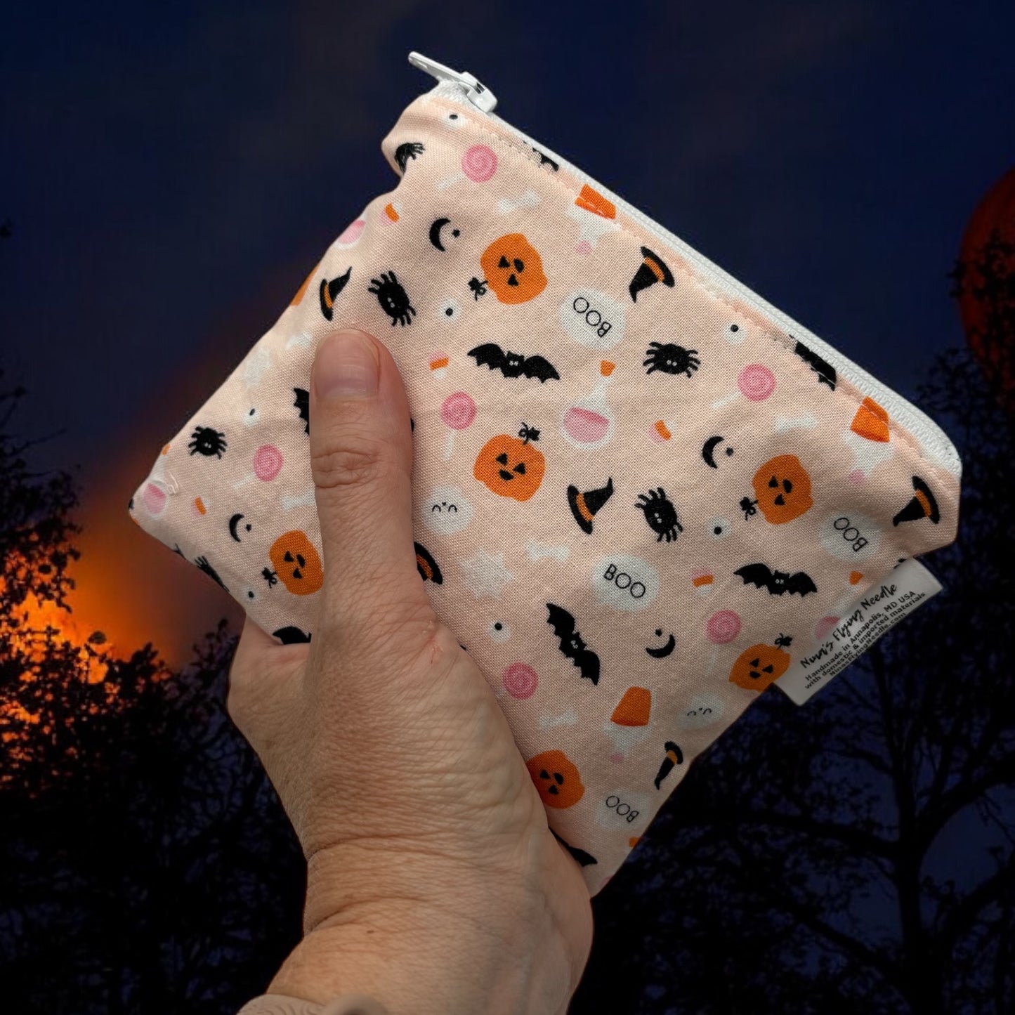 Toddler Sized Reusable Zippered Bag Halloween Icons