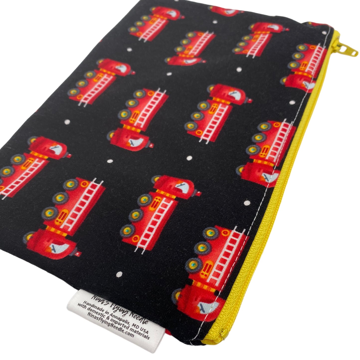 Snack Sized Reusable Zippered Bag Firetrucks